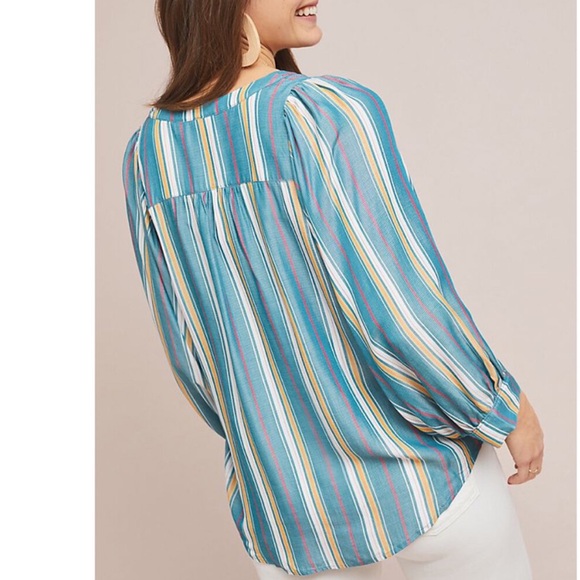 NEW Maeve by Anthropologie Brenda Striped Peasant Blouse, Size S - Picture 2 of 12